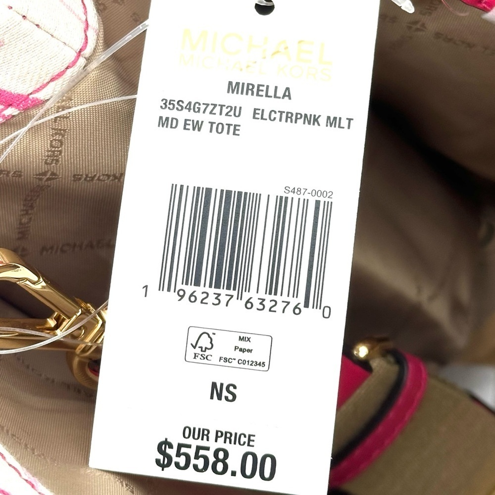 Michael Kors Medium Mirella Tote Bag Electric Pink Multi Leather - Picture 11 of 11